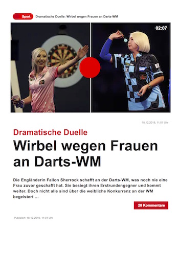 Blick: Dramatische Duelle: Wirbel wegen Frauen an Darts-WM